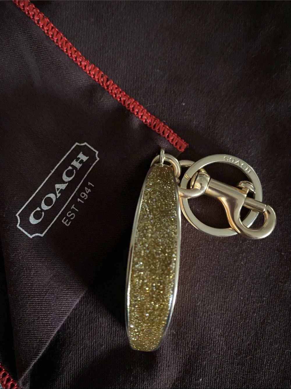 Coach Orange Slice Enamel Key Charm with Gold Hardware